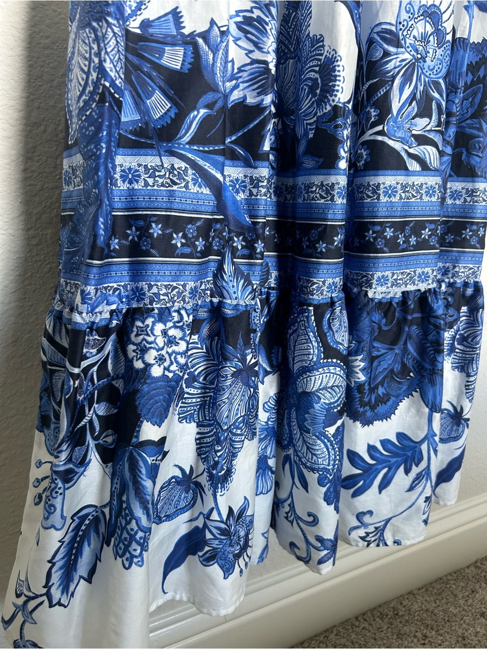 ANTONIO MELANI White & Blue Floral Maxi Dress - Picture 6 of 10